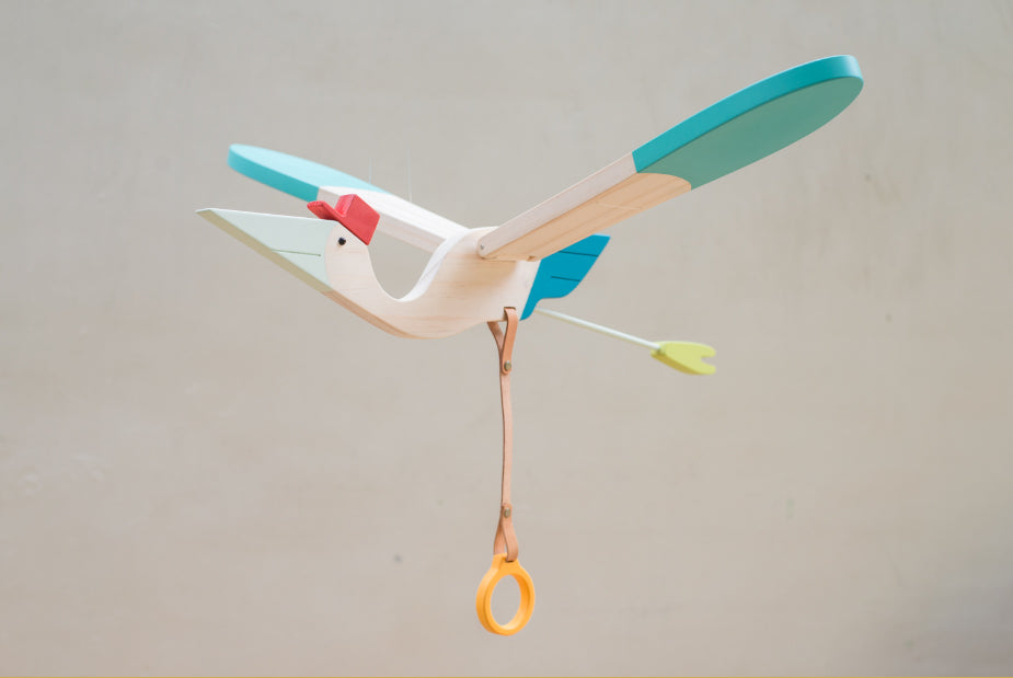 Wood Mobile Baby Bird from Eguchi