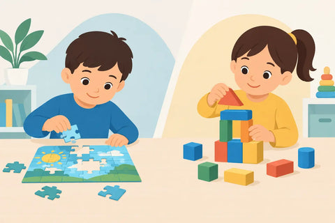 Puzzles Versus Building Blocks for Young Kids