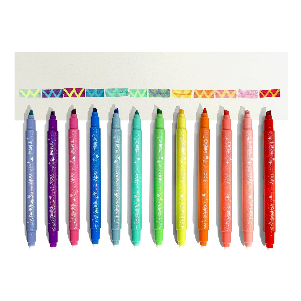 OOLY Switcheroo Sparkle Glittery Color Changing Markers Set of 12