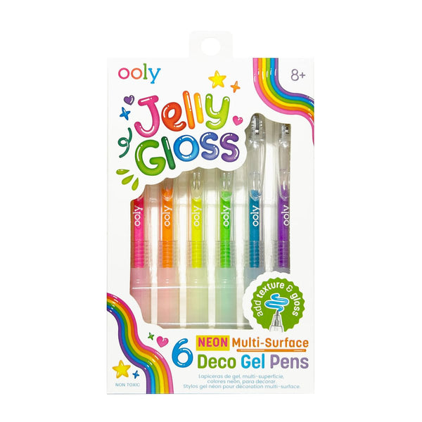 OOLY Jelly Gloss Neon Multi-Surface Deco Gel Pens - Set of 6