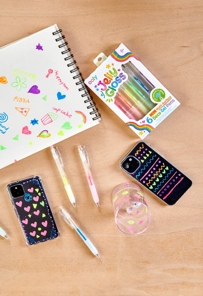 OOLY Jelly Gloss Neon Multi-Surface Deco Gel Pens - Set of 6