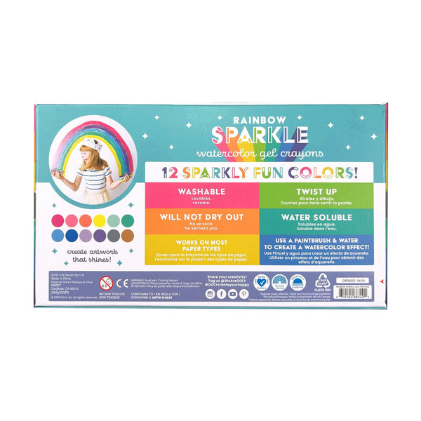 OOLY Rainbow Sparkle Metallic Watercolor Gel Crayons - Set of 12