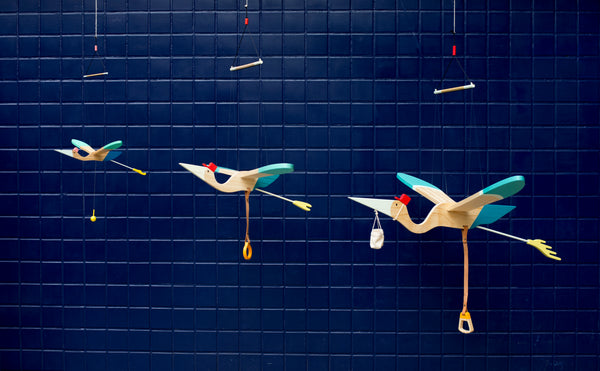 Wood Mobile Baby Bird from Eguchi