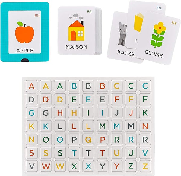 Petit Collage Magnetic Play Scene, Numbers + Letters – Magnetic Learning Activity with English, German, Spanish, and French