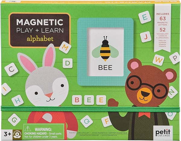 Petit Collage Magnetic Play Scene, Numbers + Letters – Magnetic Learning Activity with English, German, Spanish, and French