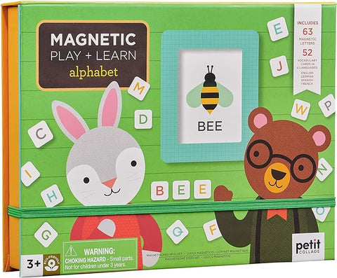 Petit Collage Magnetic Play Scene, Numbers + Letters – Magnetic Learning Activity with English, German, Spanish, and French