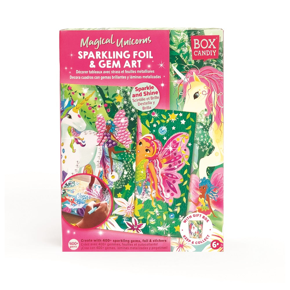 BOX CANDIY Totally Magical Unicorns Sparkling Foil & Gem Art Kit