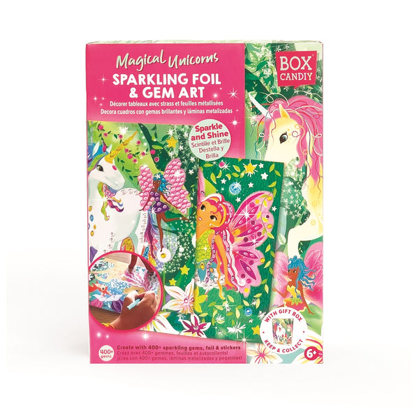 BOX CANDIY Totally Magical Unicorns Sparkling Foil & Gem Art Kit