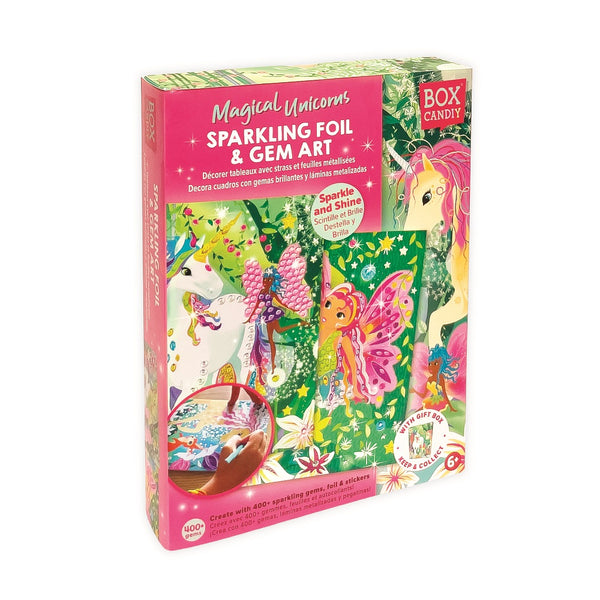 BOX CANDIY Totally Magical Unicorns Sparkling Foil & Gem Art Kit