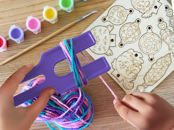 BOX CANDIY Magical Forest PomPom Art Set – DIY Wooden Charm Craft Kit (Ages 6+)