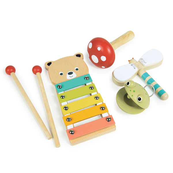 Mentari Toys Wooden Woodland Music Set for Kids - first musical set!