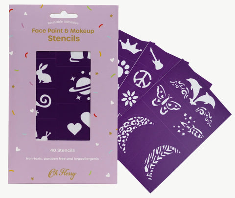 Oh Flossy Reusable Adhesive Face Paint & Makeup Stencils -purple (new)