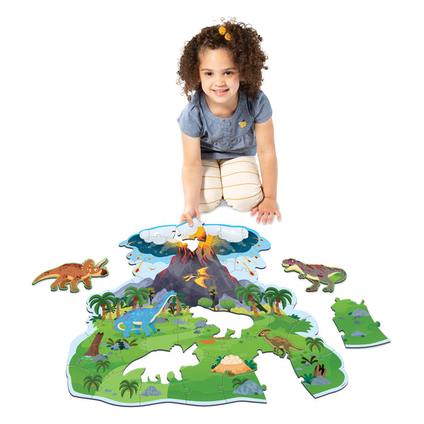 Peaceable Kingdom Shiny Dinosaur Island Floor Puzzle (48 Pcs) | 3 Feet Tall Large Kids Puzzle