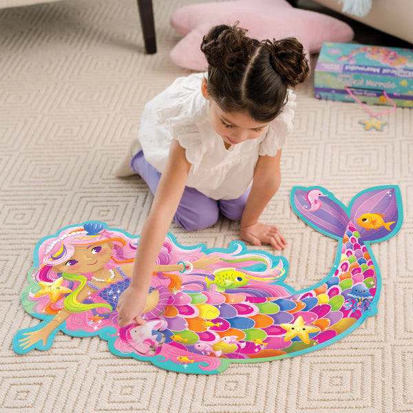 Peaceable Kingdom Shimmery Magical Mermaid Floor Puzzle (41 Pcs) | Giant Kids Floor Puzzle Singapore