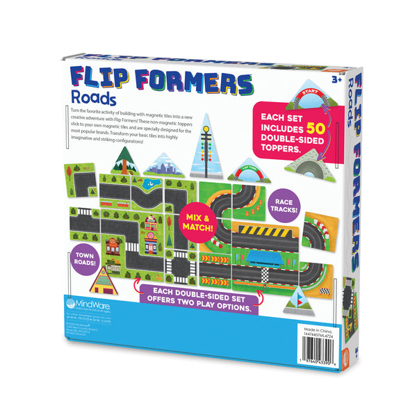 MindWare Flip Formers: Roads Magnetic Tile Toppers Set (50-Piece Add-On)