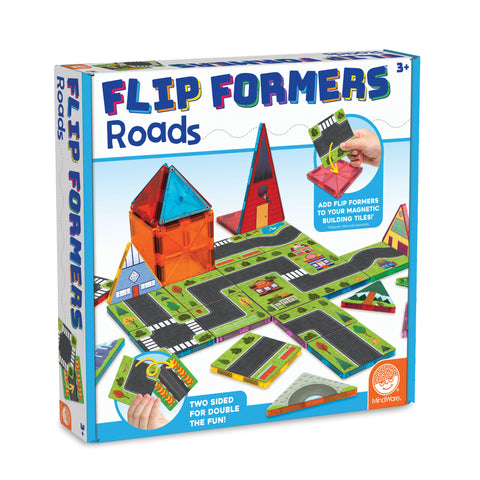 MindWare Flip Formers: Roads Magnetic Tile Toppers Set (50-Piece Add-On)