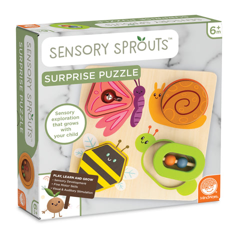 MindWare Sensory Sprouts Surprise Puzzle | Wooden Sensory Toys for Toddlers