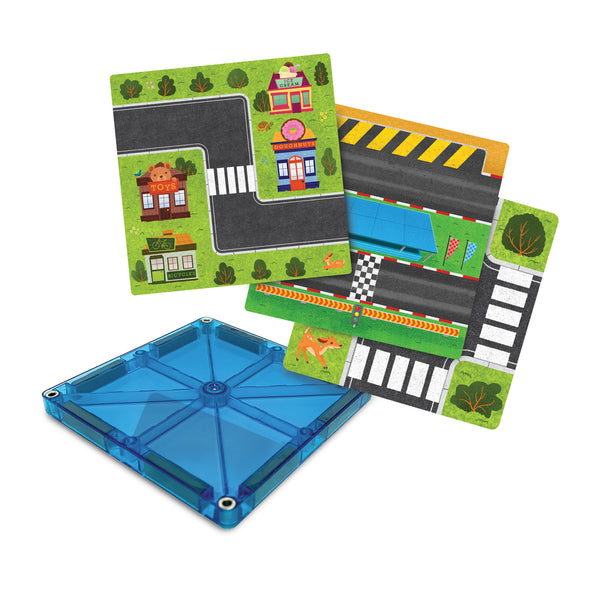 MindWare Flip Formers: Roads Magnetic Tile Toppers Set (50-Piece Add-On)