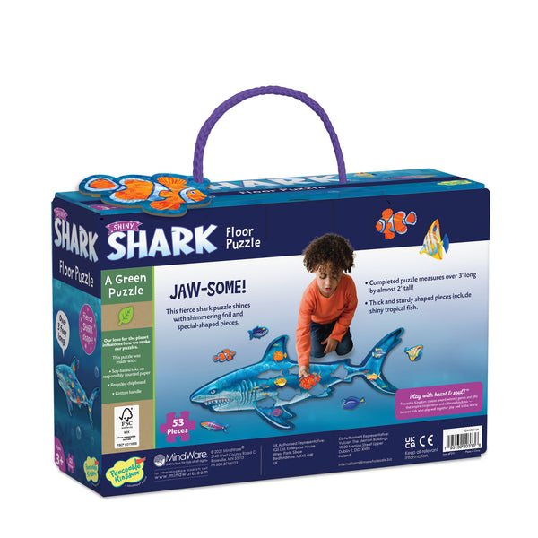 Peaceable Kingdom Shiny Shark Shaped Floor Puzzle (53 Pcs) | Kids Educational Toy Singapore