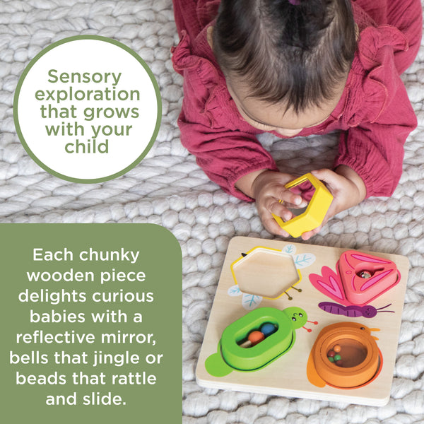 MindWare Sensory Sprouts Surprise Puzzle | Wooden Sensory Toys for Toddlers