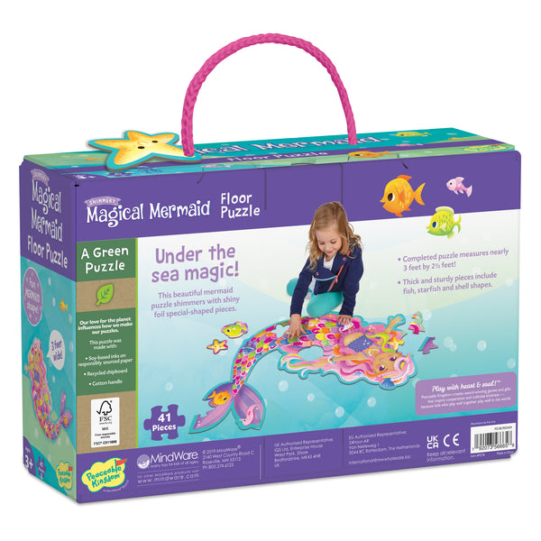 Peaceable Kingdom Shimmery Magical Mermaid Floor Puzzle (41 Pcs) | Giant Kids Floor Puzzle Singapore