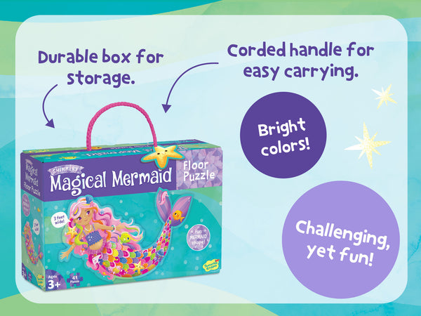 Peaceable Kingdom Shimmery Magical Mermaid Floor Puzzle (41 Pcs) | Giant Kids Floor Puzzle Singapore
