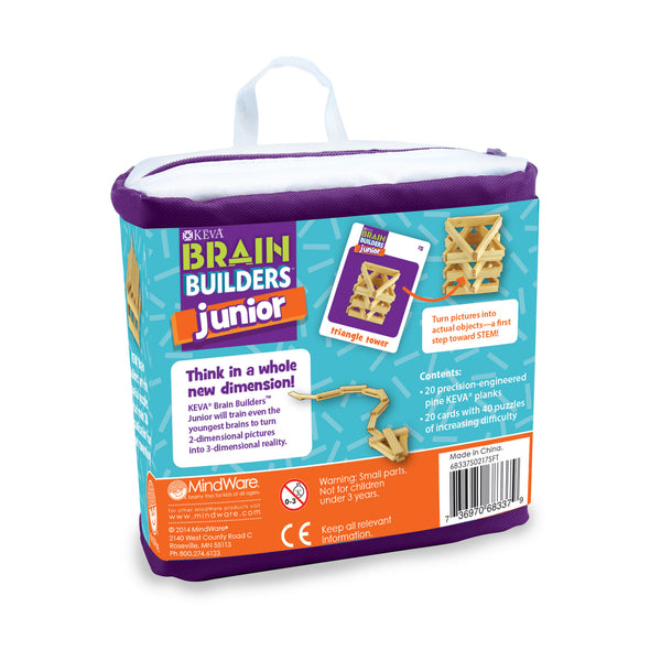MindWare KEVA Brain Builders Junior – STEM Wooden Building Puzzle Set (Ages 4+)