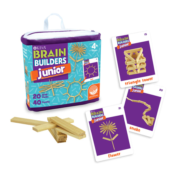 MindWare KEVA Brain Builders Junior – STEM Wooden Building Puzzle Set (Ages 4+)