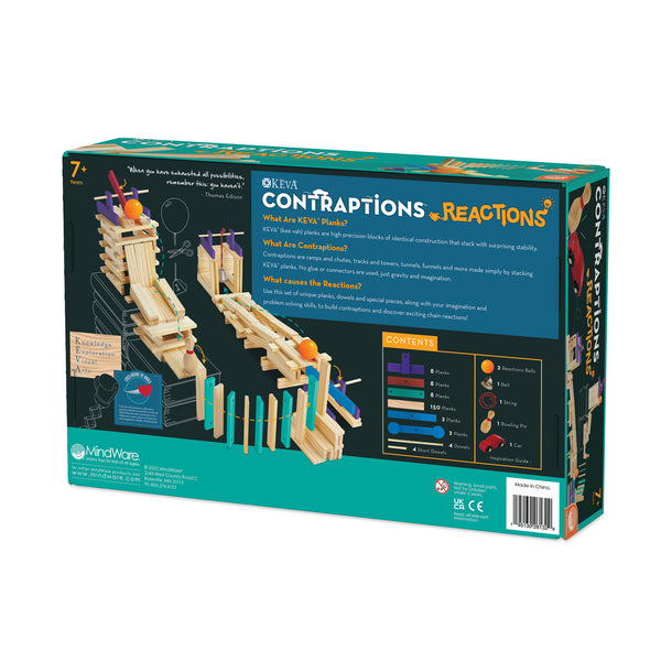 KEVA Contraptions Reactions Building Set by MindWare - STEM Wooden Plank Chain Reaction Toy (Ages 7+)