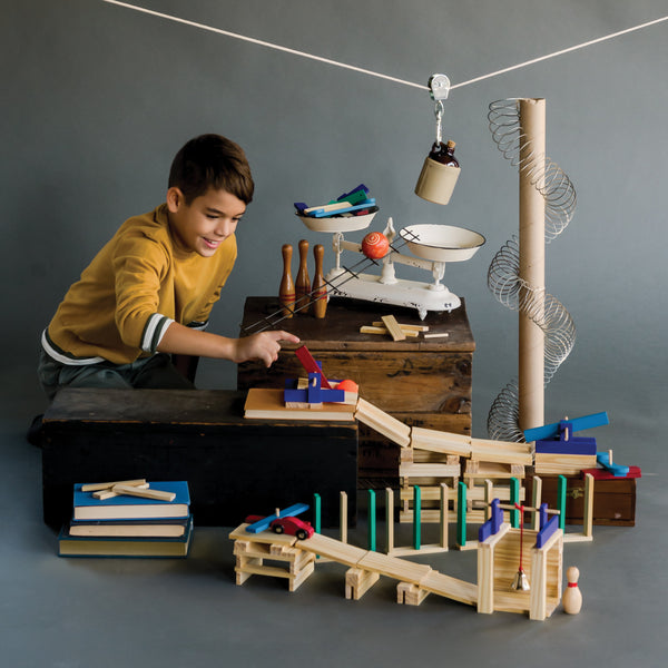 KEVA Contraptions Reactions Building Set by MindWare - STEM Wooden Plank Chain Reaction Toy (Ages 7+)