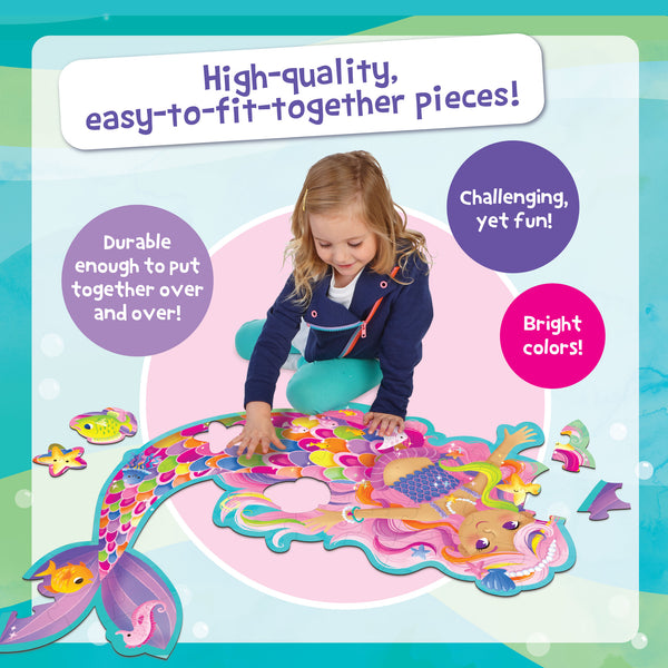 Peaceable Kingdom Shimmery Magical Mermaid Floor Puzzle (41 Pcs) | Giant Kids Floor Puzzle Singapore