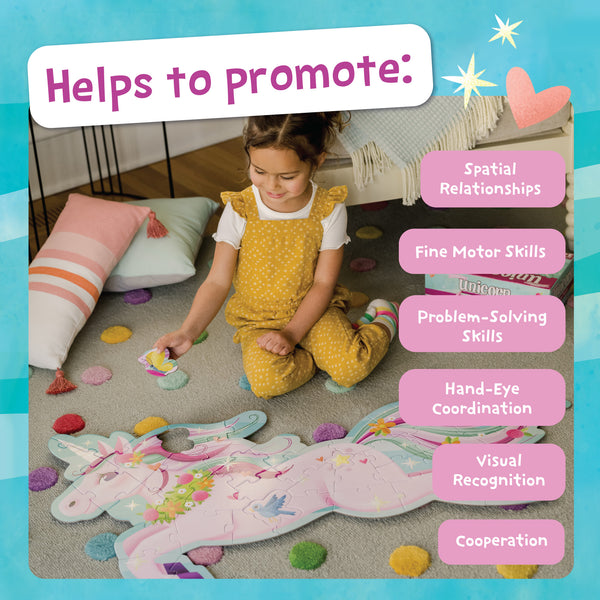 Peaceable Kingdom Shimmery Unicorn Floor Puzzle (44 Pcs) | Giant Kids Floor Puzzle Singapore