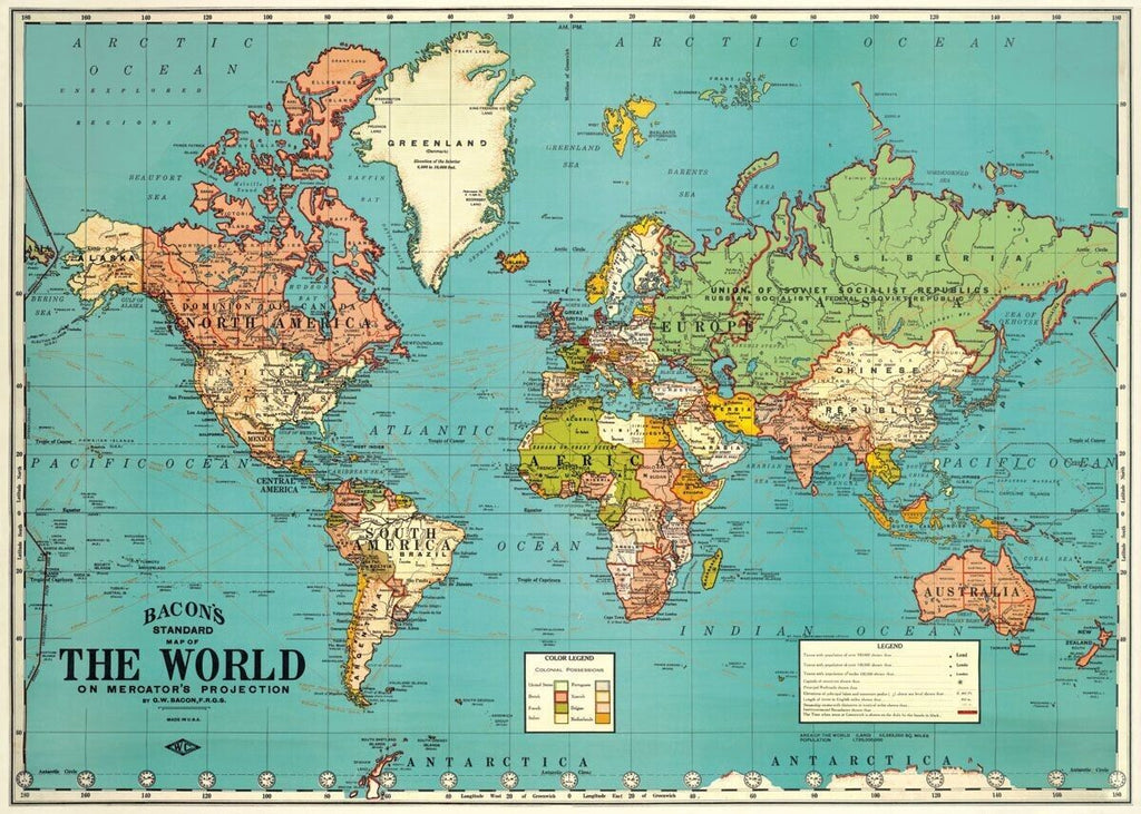 Cavallini Decorative Poster - World Map