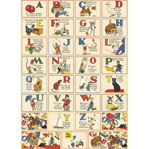 Cavallini Decorative Poster - Vintage Illustrated ABC