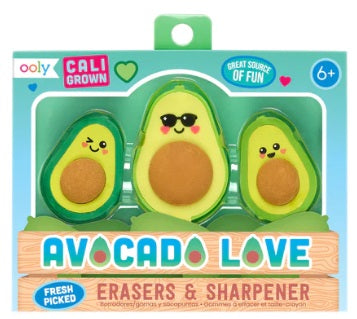 Avocado Love Eraser and Sharpener - Set of 3 by OOLY