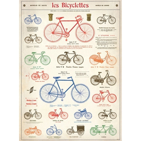 Cavallini Decorative Poster - Les Bicyclettes