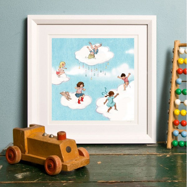 Cloud Jumping Art print by Belle & Boo