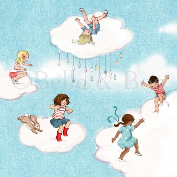 Cloud Jumping Art print by Belle & Boo