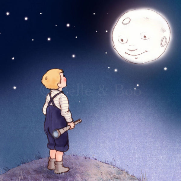 Man in The Moon Art Print by Belle & Boo