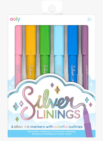 OOLY Silver Linings Outline Markers - set of 6